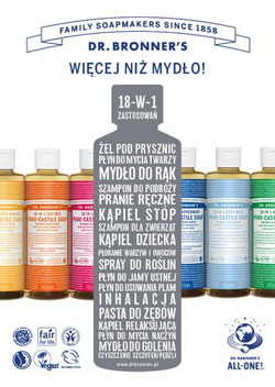 Mydło kastylijskie w płynie 18w1 Dr. Bronner's miętowe 60 ml.