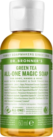 Mydło kastylijskie w płynie 18w1 Dr. Bronner's zielona herbata 60 ml
