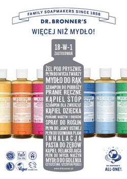 Mydło kastylijskie w płynie 18w1 Dr. Bronner's migdałowe 60 ml.